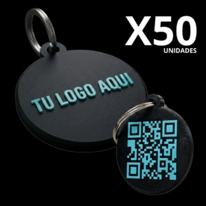 x50 LLAVEROS LOGO PERSONALIZADO + QR DINÁMICO 4X4 CM 3D