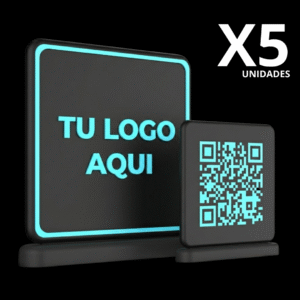 5 u. TÓTEM CARTEL MENÚ CON CÓDIGO QR DINÁMICO LOGO PERSONALIZADO 3D