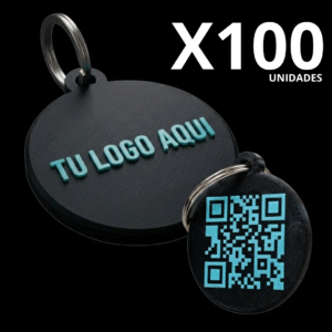 x100 LLAVEROS LOGO PERSONALIZADO + QR DINÁMICO 4X4 CM 3D
