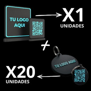 KIT 1 CARTEL TOTEM + 20 LLAVEROS 3D PERSONALIZADOS QR