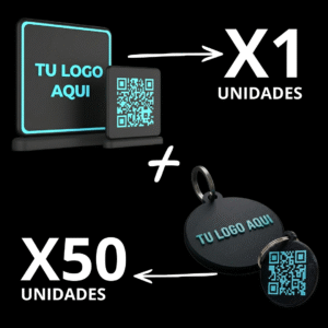 KIT 1 CARTEL TOTEM + 50 LLAVEROS 3D PERSONALIZADOS QR